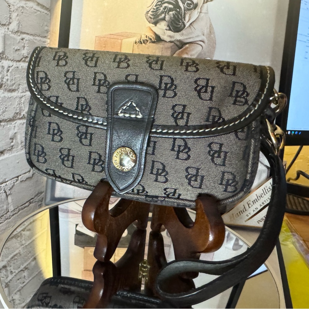 Dooney & Bourke 1998 Vintage USA Wristlet signature canvas & leather blue duck - Picture 12 of 17
